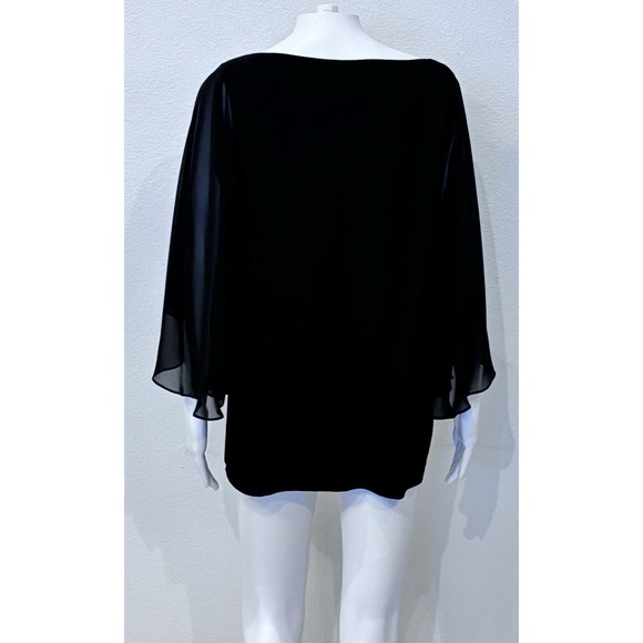 Coco Bianco Black Whimsigoth Fairy Sheer Flutter Sleeve Top Size M Office - Picture 4 of 8